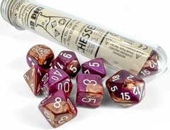 7 Copper-Purple/White Gemini Polyhedral Dice Set - CHX30071
